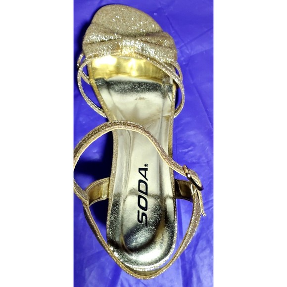 Soda 3 Children's Girl's Open Toe Slingback Block High Heel Sandals Flawed - Picture 4 of 12